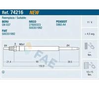 Glow plug 74216 FAE for FIAT IVECO