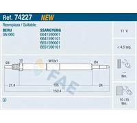 Glow plug 74227 FAE for SSANGYONG REXTON / REXTON II RODIUS I KYRON