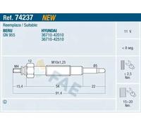 Glow plug 74237 FAE for HYUNDAI H100 Bus H100 Van H-1 / STAREX Bus GALLOPER II