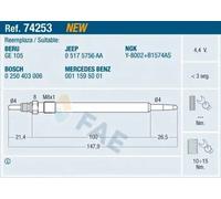 FAE 74253 Glow Plug for CHRYSLER,MERCEDES-BENZ
