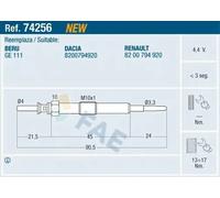 Glow plug 74256 FAE for RENAULT MEGANE III Hatchback MEGANE III Coupe SCÉNIC III