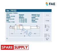 GLOW PLUG FOR RENAULT CLIO ESPACE LAGUNA MEGANE FAE 74153