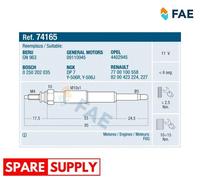 GLOW PLUG FOR RENAULT CLIO KANGOO TRAFIC FAE 74165