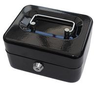 GLOW Premium 6" Steel Petty Cash Box - Secure Safe and Strong Key Locking Money Tin with Glossy Finish, Removable Coin Tray, Durable Cylinder Lock with 2 Key and Carry Handle