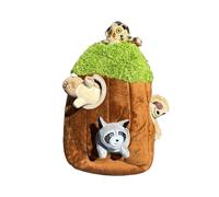 Glow Pups Hide and Seek Dog Toy, Interactive Plush Burrow Toy with Squeaker for Puppies, Woodland Animals Inside Trunk, Mental Stimulation, Medium Size, Brown (Raccoon, Squirrel, Sloth, Owl)