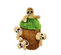 Glow Pups Hide and S og Toy, Sloth Dog Toy, Plush Squeaky Burrow Tree for Dogs, Interactive Puzzle for Mental Stimulation, Woodland Style, Medium Size, Set of 4