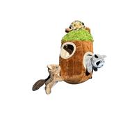 Glow Pups Hide and S og Toys, Interactive Plush Animal in Tree Trunk Burrow Toy with Squeaker, Puppy Toys for Small Dogs, Woodland Colors (Small Tree with 3 Animals)