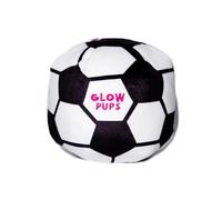 Glow Pups Plush Soccer Ball Dog Toy with Squeaker, Black and White