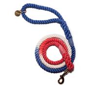 Glow Pups Slip On Dog Leash, Durable Rope Leash for Medium Dogs with Comfortable Loop Handle & Strong Swivel Snap Hook, Stylish Colorful Ombre Design, Ideal Length 5ft, Red White Blue (Red White Blue)
