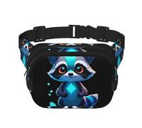 Glow Raccoon Printed multifunctional waist bag, unisex trendy messenger bag, travel sports storage bag