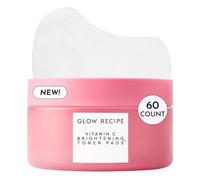 Glow Recipe Vitamin C Brightening Toner Pads - Korean Vitamin C Face Pads for Dark Circles Under-Eye and Cheeks - Light Face Exfoliator - Niacinamide, Caffeine, Guava - Fragrance-Free (60 Count)