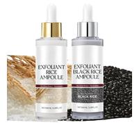 Glow Rice Ampoule Duo White Rice Ampoule+Black Rice Ampoule Soft Exfoliating Face and Body Scrub Dead Skin Cells, Exfoliating Facial Cleanser Polish for Refining Pores Skin Brightening