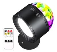 Glow Right Disco Wall Light - Cordless Rechargeable LED Wall Sconce with Remote Control, 3 Color Temperatures & Sound-Activated Disco Ball Mode, for Bedroom, Living Room, Party white 1pcs black 1pcs