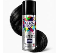 GLOW RIOT Temporary Colour Hairspray, Black, Wash Out Formula, Cruelty Free, Child Friendly, Made in the UK