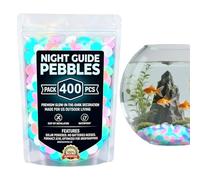 Glow Rocks, 400-pieces Solar-Powered Artificial Decorative Gravel Stepping, Glowing Stones for Garden Outdoor, for Fish Tank Aquarium Pond Landscape Yard Walkway Patio Outside