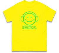 Glow Smiley Face DJ T-Shirt - Ibiza Party Vibes, Neon Headphones Rave Tee