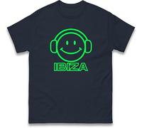 Glow Smiley Face DJ T-Shirt - Ibiza Party Vibes, Neon Headphones Rave Tee