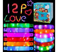 Glow Sticks Party Favors, Light up Toys Pop Tubes Bulk, LED Glow Necklaces Bracelets Birthday Goodie Bag Stuffers, Glow in the Dark Halloween Party Supplies Gift Toys Prizes (24)