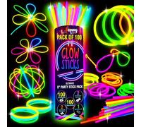 Glow Sticks Party Packs - 100 Glow in the Dark Party Supplies - Bracelets-Eye Glasses-Necklaces - Neon & Festival Accessories -Halloween Decorations- Kids Party Favors & Bag Fillers - 205 PCS