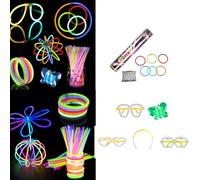 Glow Sticks with Connectors Party Packs for Children and Adults Camping Essentials Neon Festival Accessories for Birthday Wedding Games and Decorations Light Up Glow in the Dark (Standard (Full Set))