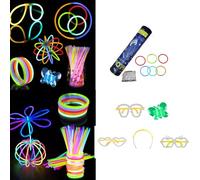 Glow Sticks with Connectors Party Packs for Children and Adults Camping Essentials Neon Festival Accessories for Birthday Wedding Games and Decorations Light Up Glow in the Dark (Enhanced(Full Set))