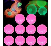 Glow Sticky Balls - 10Pcs Glows In the Dark Glorbs Balls, Sticky Balls Glow Sticky Balls to Ceiling, Elastic Squishy Glow Sticky Balls, Colorful Fidget Toys for Stress and Anxiety (Pink, 4.5cm)