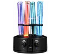 Glow Tubes Set, 4 Pack Noble Gas Plasma Arc Generator with Excitation Base for Classroom, Lab Experiments, Home Decor, Educational Displays