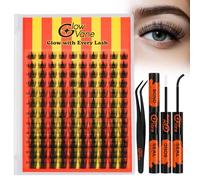 Glow Vane Cluster Lashes, 144-Piece Lash Cluster 10-18 mm Eyelash Extensions Set, Lightweight and Space-Free Lash Extension Set, Includes Eyelash Glue, Sealant and Tweezers (Flake-B)