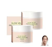 Glow Velvet Priming Moisture Cream, Pore Blurring and Makeup Gripping Primer, Moisturizer and Primer in One for Smooth Texture, Hydrate and Lock Makeup All Day for All Skin Types, 50g (2PCS)