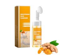 Glow Wash Foaming Cleanser, Turmeric Foaming Face Wash with Brush, Brightening Face Scrub, Deep Cleansing Scrub Exfoliating Foaming Face Cleanser, Mild Texture for Women Men's all Skin (1PCS)