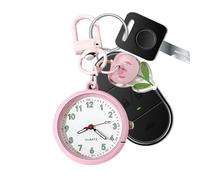 Glow Watch Keychain - Silver/Green, Clock Bag Charm Pendant Decor, Bag Keychain For Daily, 2 Inch Diameter, Luminous, Metal Alloy | Travel, Commuting, Outdoor, School, Luggage, Handbag, Tote, Bac