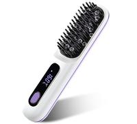 Glow Wave Heated Brush, 2025 Glow Wave Heated Brush for Short Hair,USB Charging, 3 Heat Settings & LED Screen, for Travel and Frizz-Free Styling (White)