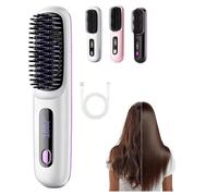 Glow Wave Heated Brush for Short Hair - 2025 Cordless USB Rechargeable Styler with 3 Heat Settings, LED Screen, Ceramic Anti-Frizz Technology, Fast Heating & Portable Travel Design