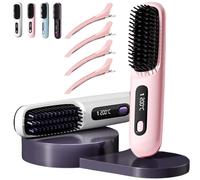 Glow Wave Heated Brush for Short Hair, 2025 New Upgrade Glowcept Go Brush Pro UK, 3 Heat Settings & LED Screen, Anti Scald Design, Lightweight Portable (Pink)