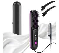 Glow Wave Heated Brush for Short Hair, 2025 New Upgrade Glowcept Hair Styler for Short Hair, 3 Heat Settings & LED Screen, Anti Scald Design, Frizz-Free Styling (Black)
