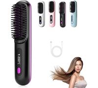 Glow Wave Heated Brush for Short Hair - Glow Wave Heated Brush, USB Charging 3 Heat Settings & LED Screen&USB Rechargeable, Lightweight Portable, for Hairs Styling Travel,Home (PP)