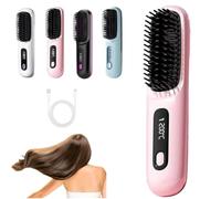Glow Wave Heated Brush for Short Hair, Glow Wave Heated Brush, USB Charging, 3 Heat Settings & LED Screen, Anti Scald Design, Lightweight Portable, for Travel, Home