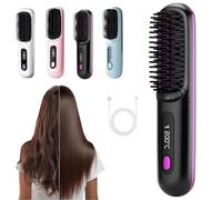 Glow Wave Heated Brush for Short Hair, Glow Wave Heated Brush, USB Charging, 3 Heat Settings & LED Screen, Anti Scald Design, Lightweight Portable, for Travel & Home