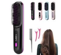 Glow Wave Heated Brush, Glowcept Hair Styler for Short Hair, Portable Gobrush Pro UK, 3 Heat Settings&Led Screen Cordless Hair Styler, Ceramic Hair Straightener for Women All Hair Types (Black)
