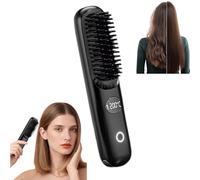Glow Wave Heated Brush,Hair Styler for Short Hair,3 Heat Settings & LED Screen&USB Rechargeable, Lightweight Portable, for Hairs Styling Travel,Home (A)