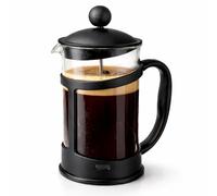 GLOW Wholesale 1000ml French Press Cafetiere Coffee Maker, Black Glass, 8 Cups or 3-4 Mugs, Durable Heat-Resistant Coffee Press, Easy Clean Coffee Maker for Ground Beans Coffee - Espresso