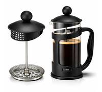 GLOW Wholesale 350ml French Press Cafetiere Coffee Maker, Black Glass, 2-3 Cups or 1 Mug, Durable Heat-Resistant Beaker, Easy Clean Coffee Press for Ground Coffee - Ground Beans, Espresso