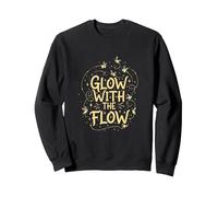 Glow With The Flow Firefly Whimsical Design Sweatshirt, Adult Unisex, Black, Small