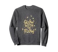 Glow With The Flow Firefly Whimsical Design Sweatshirt, Adult Unisex, Dark Heather Grey, Medium