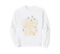 Glow With The Flow Firefly Whimsical Design Sweatshirt, Adult Unisex, White, X-Large