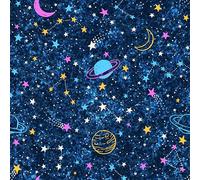 GLOW4U Space Blue Star Self-Adhesive Vinyl Wallpaper, 17.7x117 inches, Thick Quality, Removable, Waterproof, Drop Match Pattern