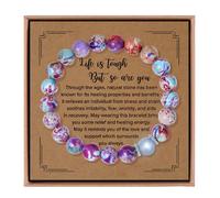 Glowave Inspirational Gifts for Women, Natural Stone Healing Bracelet, Life is Tough But So Are You Bracelet, Get Well Soon Gifts for Women, Friends, and Sisters