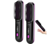 Glowcept Hair Styler for Short Hair, 2025 New Glow Wave Heated Brush for Short Hairs, Go Brush Pro Cordless HairStraightener Brushs, Rechargeable 3 Heat Settings & LED Screen (Black*2)