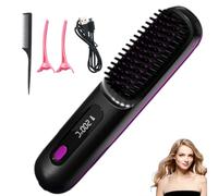 Glowcept Hair Styler for Short Hair, 3 Heat Settings Glowcept Heated Hair Brush for Short Hair Led Screen, Anti Scald Desig Glowcept Cordless Hair Styler for Hairs Styling Travel,Home (Black)