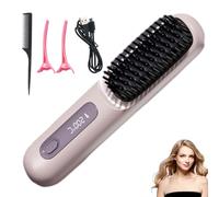 Glowcept Hair Styler for Short Hair, 3 Heat Settings Glowcept Heated Hair Brush for Short Hair Led Screen, Anti Scald Desig Glowcept Cordless Hair Styler for Hairs Styling Travel,Home (Purple)